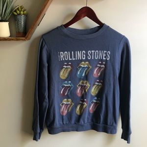 The Rolling Stones Graphic Blue Gray Crewneck Sweatshirt, Size Small